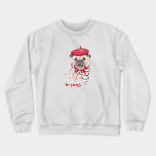 Le Pug - French Dog Watercolor Puppy Crewneck Sweatshirt